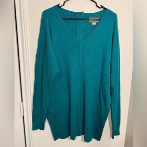 Anthropologie Saturday Sunday Blue V Neck Tunic Pocketed Sweater Womens Size XS